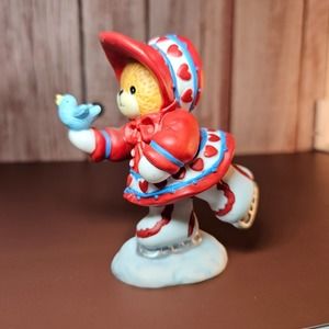 Bear Figurine Ice Skating Red Heart Hat Cute‎ Holiday Decor